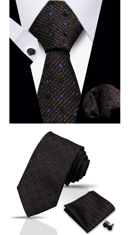 Tie For Men Classic Plaid Handkerchiefs Red Necktie Cufflinks For Men Blouse Business Wedding Accessories Women Collar Man Gift