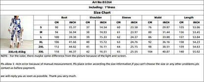 Spring Casual Printed Irregular Maxi Dress Women Printing Button Party Evening Holidays Long Dress with Belt Women