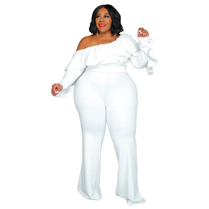 X6019 Plus Size Solid Color Women's Fashion Loose-Fit Cross-Border New Jumpsuit Without Straps Sexy Stylish Female Romper