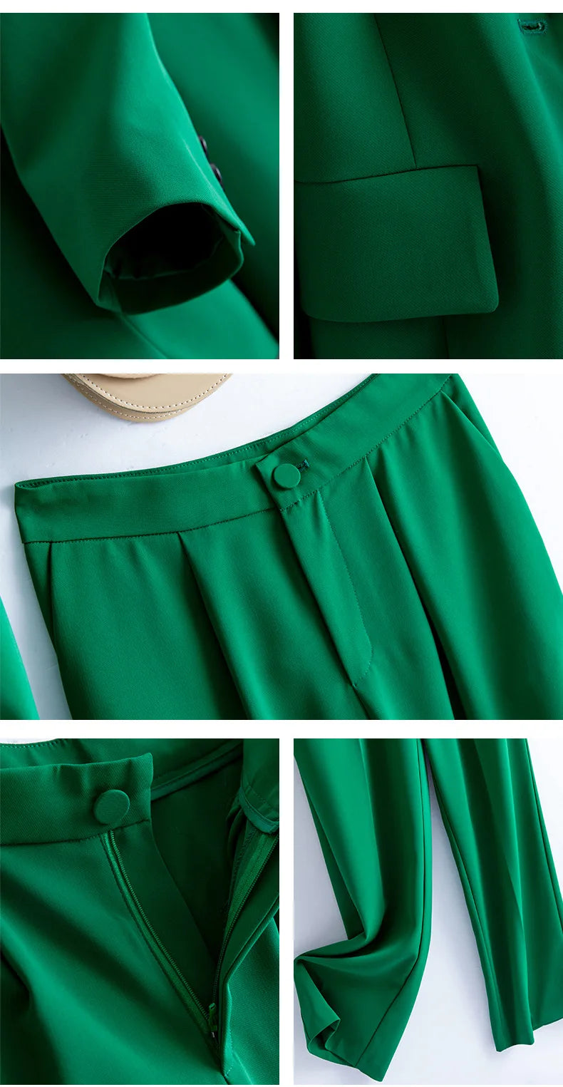 Fashion Casual Pants Suit the New Korean Pop Lapel Loose Pants Blouse Professional Suit Two-piece Women Elegant Set