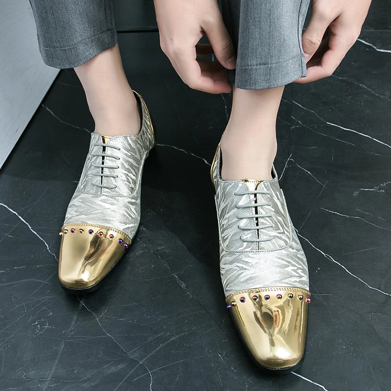 2023 Casual Leather Shoes Men superstar Brogues formal leather shoes oxford gold shoes lace-up hombres silver large size 47