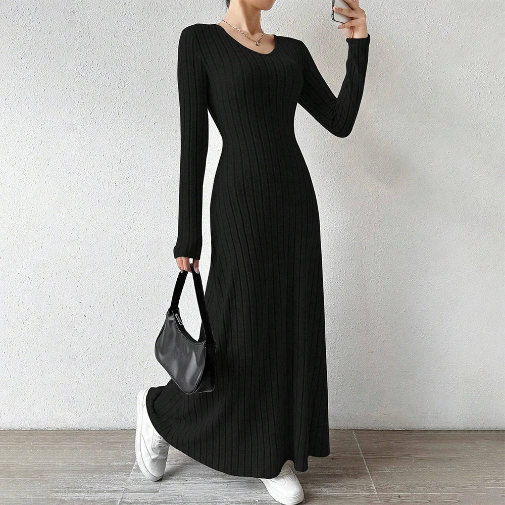Mia Muse Women's Dresses All Season Office Lady Ventilate Solid Color Waist In Design  Long Sleeve MIDI Lettuce Trim  Suitable f