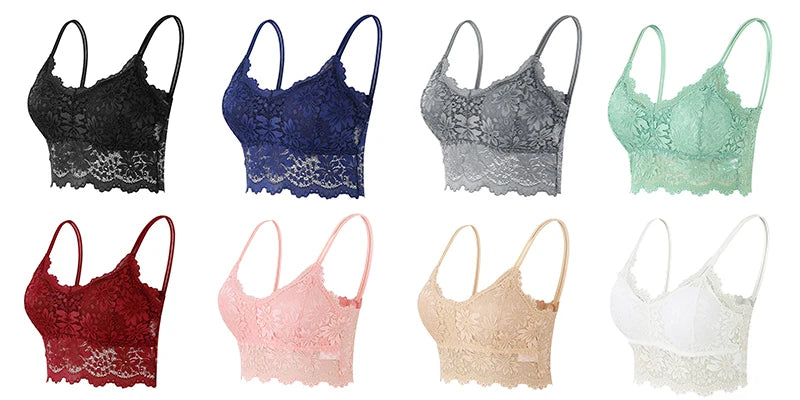 1PC Women Lace Bras Top Comfortable Bralette Solid Color Sexy Underwear Vest Female Hollow Out Wireless Lingerie Seamless Bra