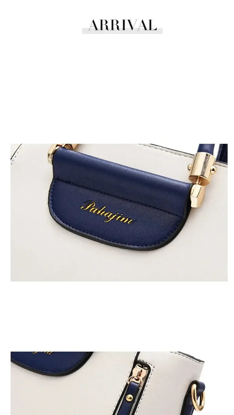 Fashion Color Contrast Handbag, Stitching Striped Crossbody Bag Women's Elegant Office & Work Purse