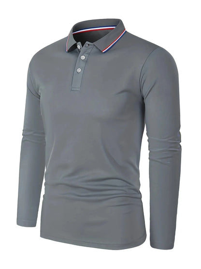Men's Spring and Autumn Casual Breathable Comfortable Polo Shirt Hot Selling Fashion Men's Business Long Sleeve T-Shirt