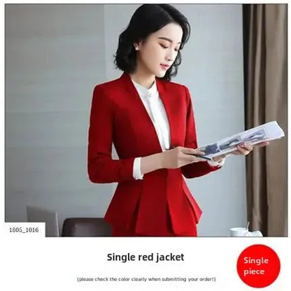 Elegant Red Western-style Suit Jacket For Women Fashionable Professional Attire For Hosting Events Job Interviews