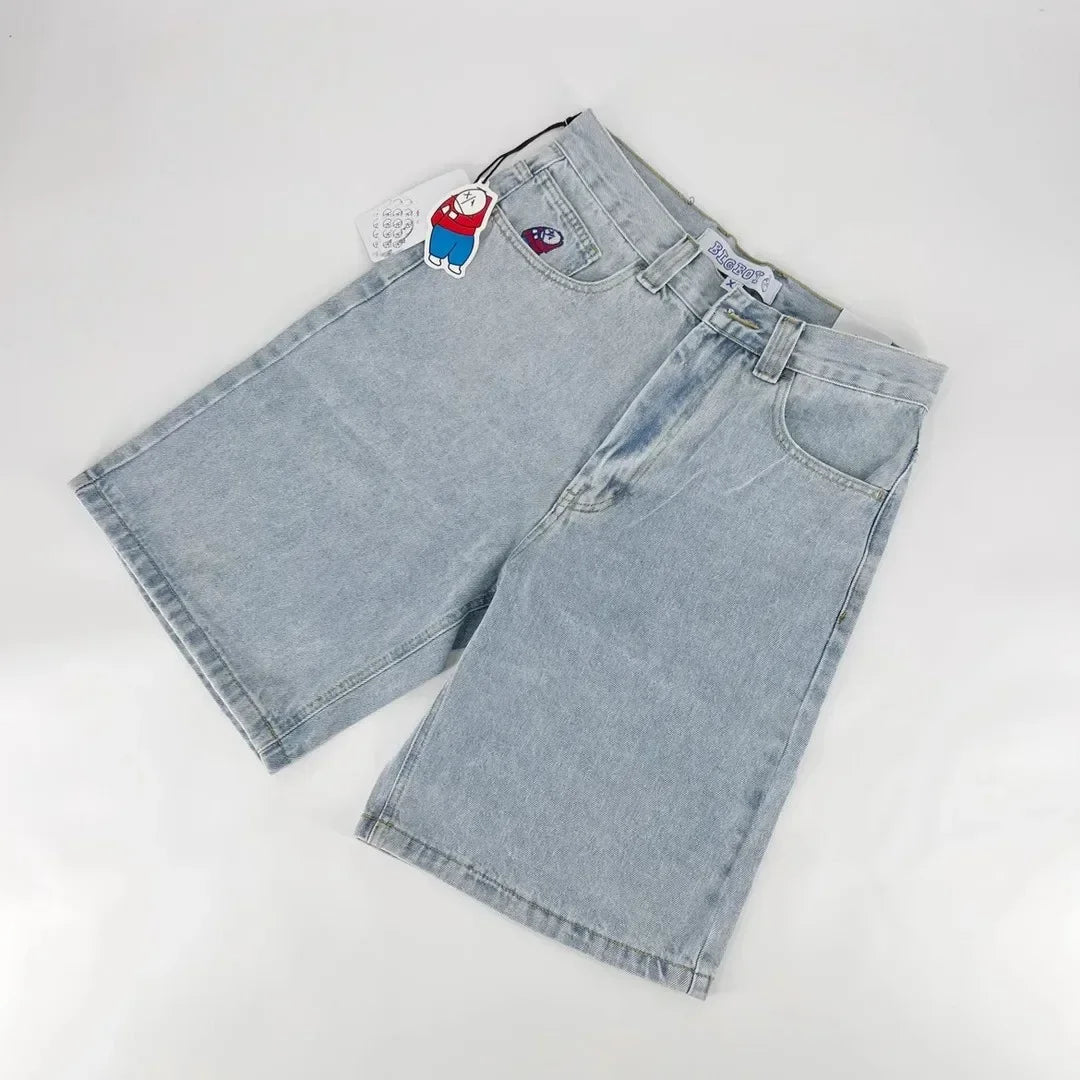 Hip Hop Vintage True Religion Jayde Y2k Baggy Jeans Embroidery Streetwear Denim Short Pants Harajuku Basketball Shorts Men