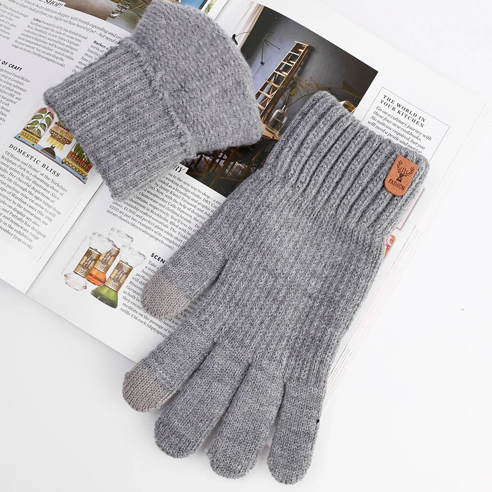 Men's Warm Gloves Winter Plush Thick Insulation Gloves For Men Women Screen Anti Slip Wind Cold Resistant Mittens Warm Gifts