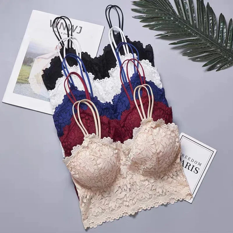 Sexy Bra Women Lace Bralette Sexy Lingerie Underwear Wireless Padded Seamless Bra Ultra Strap Padded Bras for Women Plus size