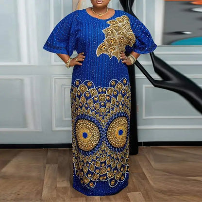 VONDA Women Evening Dresses 2024 Bohemian Round Neck Flare Sleeve Vintage Style Maxi Dress Party African Ethnic Long Vestidos