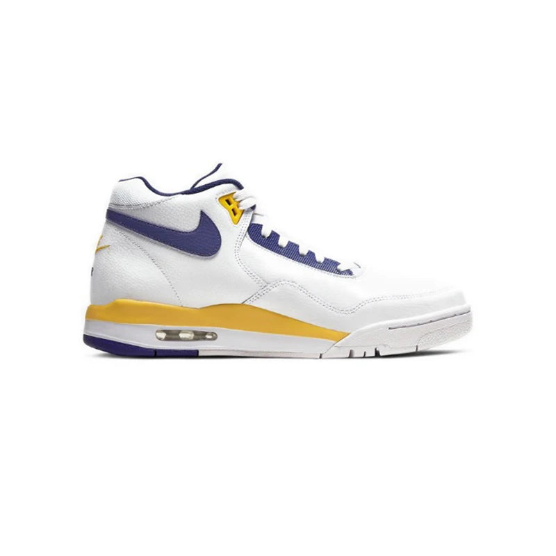 NIKE FLIGHT LEGACY Lakers white, blue and yellow retro basketball shoes BQ4212-102