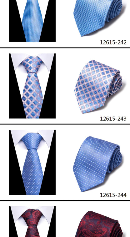 Hot Sale Brand New Style Tie Blue Golden Stripe Suit Accessories Necktie Men Gravata Fit Wedding Holiday Present
