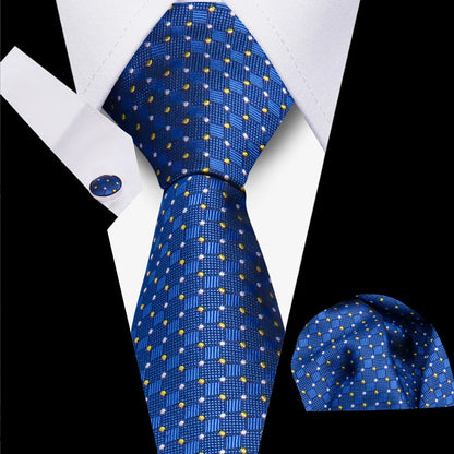 Classic Elegant Ties For Men Fashion Gifts Striped Solid Necktie Handchief Cufflink 3 Pcs Set Wedding Business Suit Accessories