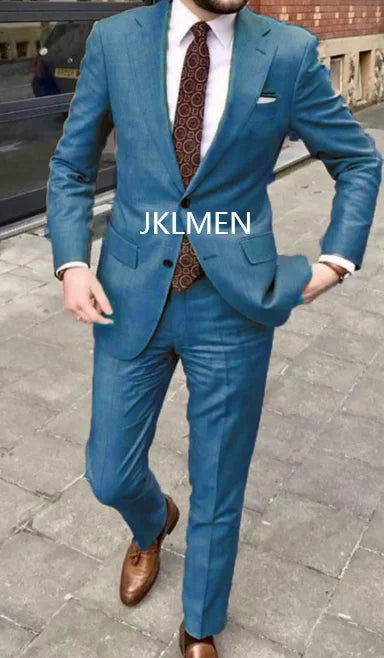 2023 Men's Suit   Handsome Casual 2 Piece Suit For Men Wedding Tuxedos Notched Lapel Groomsmen  Business  Prom Blazer