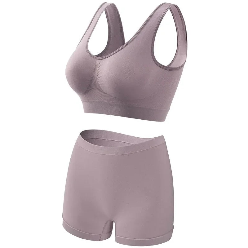 Seamless Bra Set Women Low Waist Underwear Female Tanks Bra Top Sexy Boyshort Panties Girls Casual Sports Lingerie Set Intimates