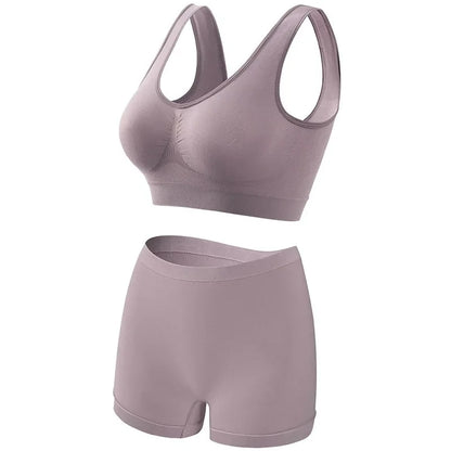 Seamless Bra Set Women Low Waist Underwear Female Tanks Bra Top Sexy Boyshort Panties Girls Casual Sports Lingerie Set Intimates
