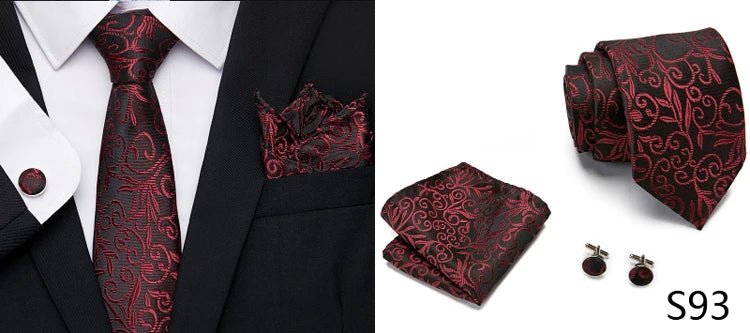 Hot Sale Holiday Gift Tie Pocket Squares Cufflink Set Necktie Dot Man Dark Grey Wedding Accessories Performance