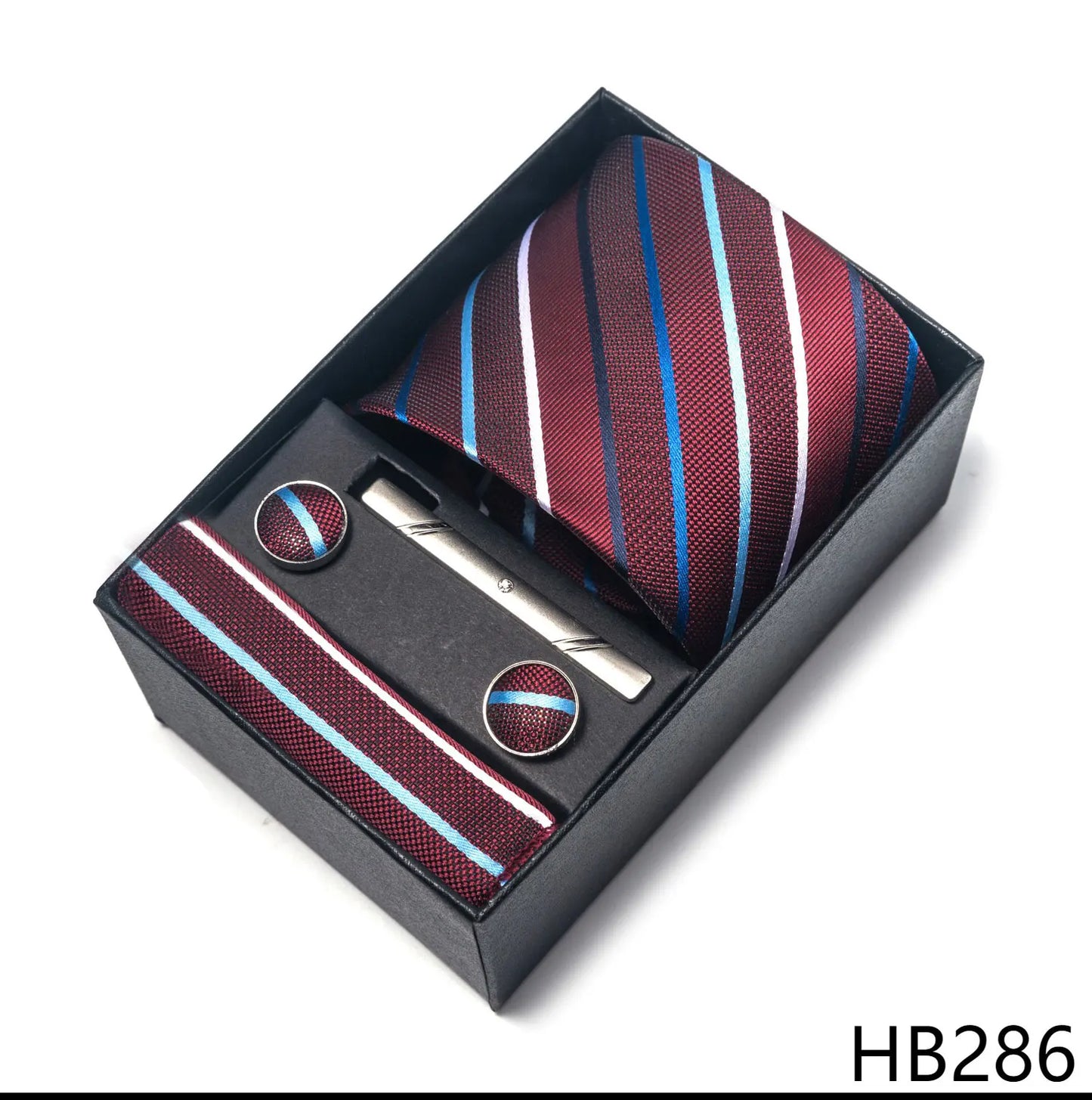 Luxury Brand 8 cm Tie Handkerchief Cufflink Clip Set For Men Wedding Gravata Suit Accessories Holiday Gift Box