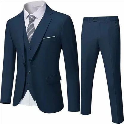 Suit For Men Elegant Wedding 3 Pieces 2 Sets Blazers Full Jackets Vest Pants Formal Fashion Luxury Coats 2025 Classic Costume
