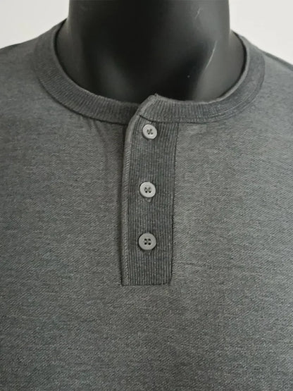 Cross-border Spring and Autumn Clothing European and American Men's T-Shirt Long-sleeved Men's Base Henry Shirt