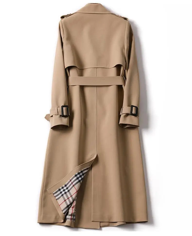 Women's Long Trench Coats V Neck Double-Breasted Windproof Jacket with Belt 2022 Fall Fashion Street Wear Size S-XL Dropshipping