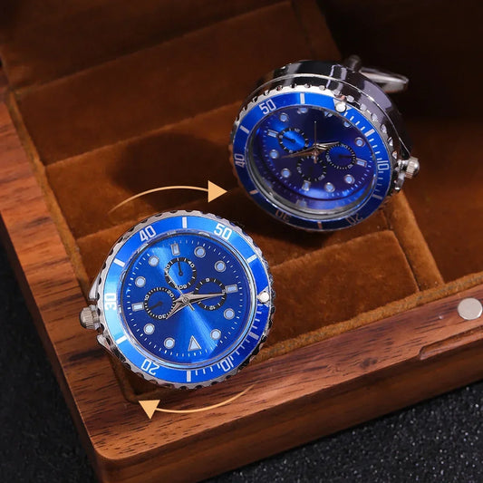 Clock Cufflinks Light Luxury Personalized Art Men's Women's French Suit Shirts Rotatable  Wedding Anniversary Holiday Gifts