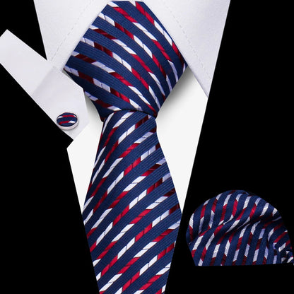 Tie Men Business Necktie Set Classic Plaid Cufflinks Handkerchief For Suit Wedding High Quality 3pcs Ties Sets Formal Gravata