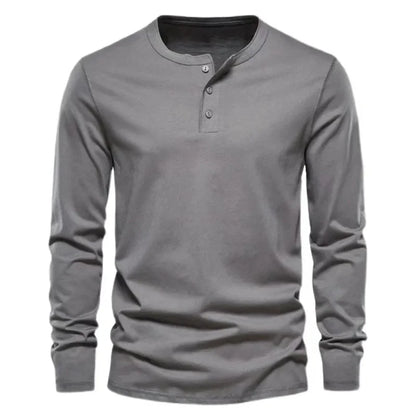 Cross-border Spring and Autumn Clothing European and American Men's T-Shirt Long-sleeved Men's Base Henry Shirt