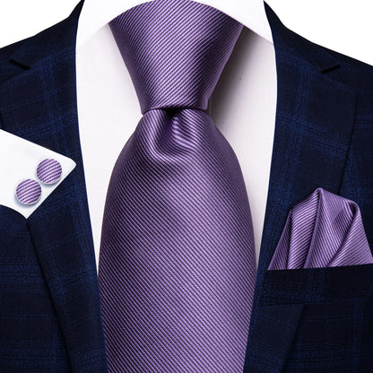 Hi-Tie Light Purple Solid Silk Wedding Tie For Men Quality Hanky Cufflink Gift Necktie Set Fashion Novelty Designer Dropshipping