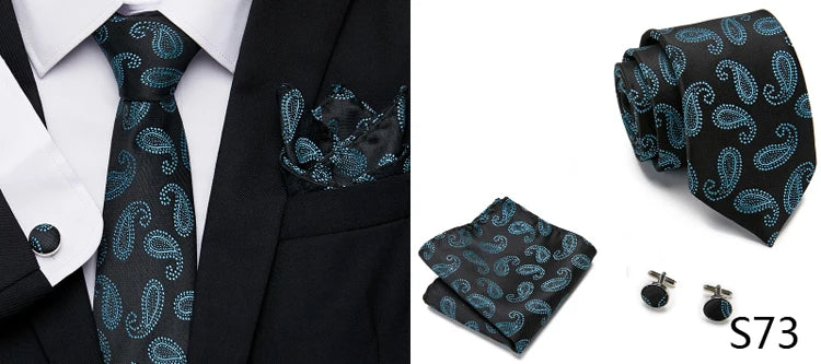 Hot Sale Holiday Gift Tie Pocket Squares Cufflink Set Necktie Dot Man Dark Grey Wedding Accessories Performance
