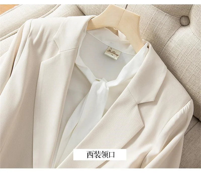 2025 New Blazer Jacket Autumn Winter Casual Long Sleeve Female Suit Coat Mid Long Double Breasted Women Work Wear Jacket