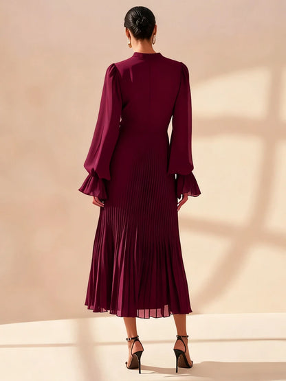 Elegant Ruffle Long Sleeve Dress for Women Chic Spring Summer Layered A Line Dress Lady Pleated Verstidos Prom Party Gowns