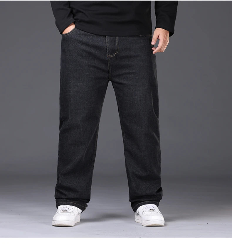 Men's Plus Size Denim Jeans | Sizes 48-50, 300KG Capacity | Casual Fashion, Business Style, Elastic Loose Fit