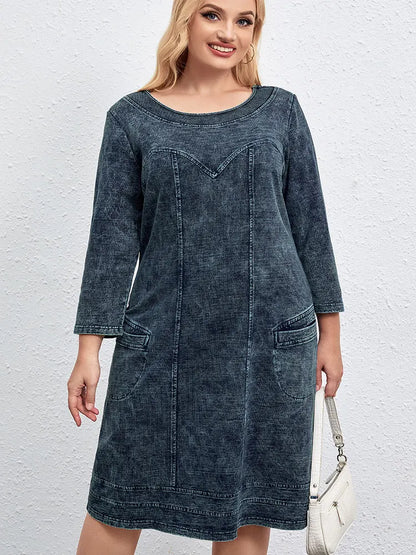 Women's plus Size Casual Denim Dress Loose Fit Mini Dress Multiple Colors Available