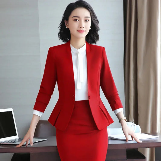 Elegant Red Western-style Suit Jacket For Women Fashionable Professional Attire For Hosting Events Job Interviews