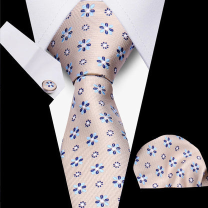 Classic Elegant Ties For Men Fashion Gifts Striped Solid Necktie Handchief Cufflink 3 Pcs Set Wedding Business Suit Accessories