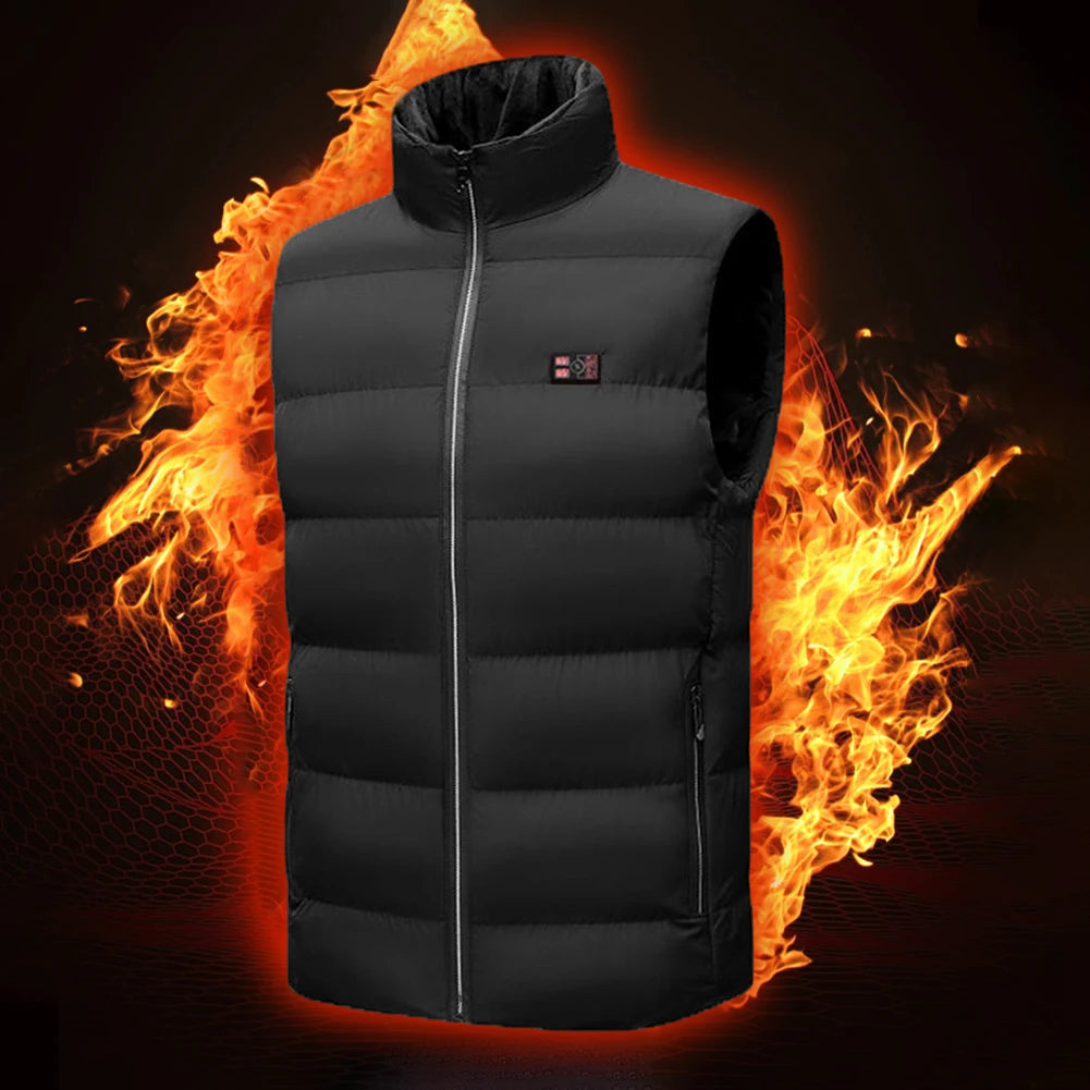 Men Women Heated Vest Electric Heating Coat 3 Heat Levels Warm USB Rechargeable Digital Display for Camping Outdoor Work Fishing