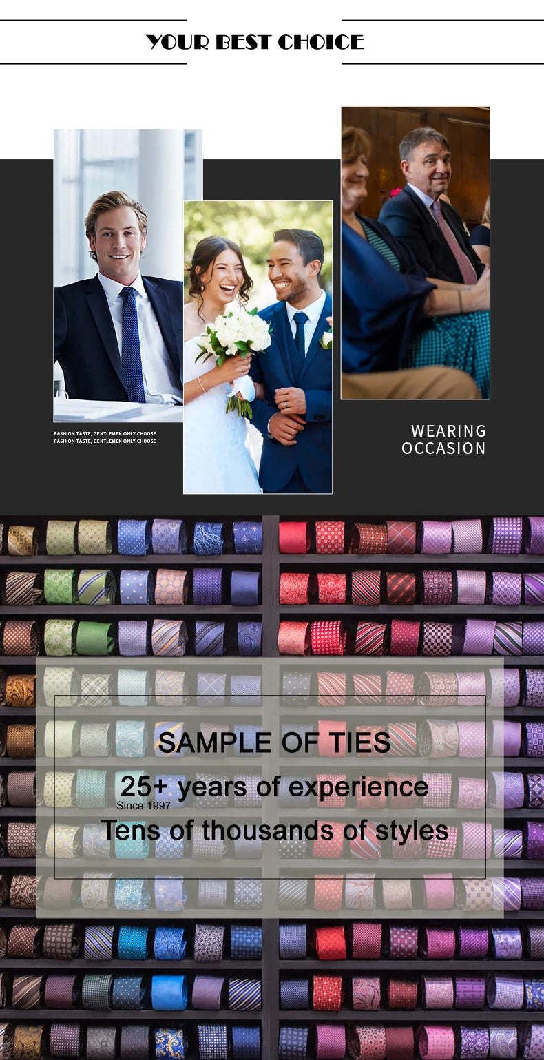 Luxury 8CM Mens Necktie Brown Orange Color Dot Stripes Ties For Man Groom Jacquard Woven Neck Tie For Business Wedding Party