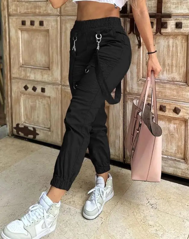 Casual Women's Tight Fitting Small Leg Pants Diagonal Cross Buckle Tight Pants Women's Sports Yoga Pants Women Pants High Waist
