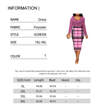 Women's Digital Printing V Neck Long Sleeve Dresses Slim Hip Lifting Sexy Fashion Plus Size Best Choice for Autumn