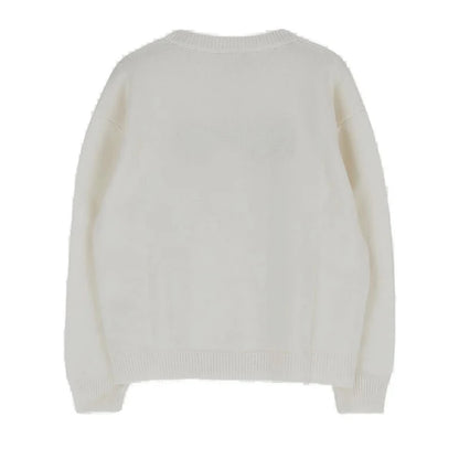 Women High Quality Knitted Sweater Autumn Winter O-neck Oversized Solid Pullover Fashion Print Long Sleeve Ribbed Y2k Sweatshirt