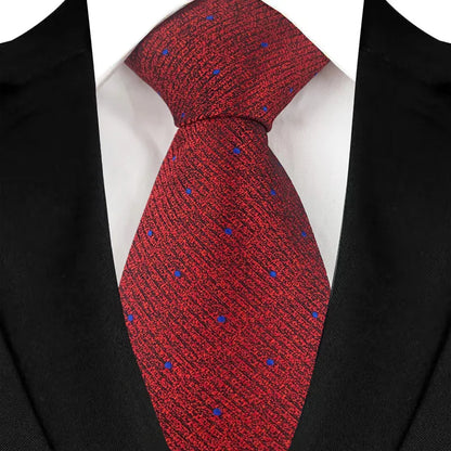 Luxury 8CM Mens Necktie Red Color Solid Stripes Paisley Ties For Man Groom Jacquard Woven Neck Tie For Business Wedding Party