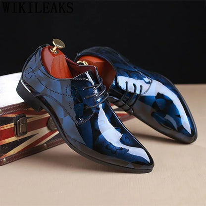 Office Men's Dress Shoes - Floral Pattern, Leather Luxury Fashion Groom Wedding Shoes, Oxford Style