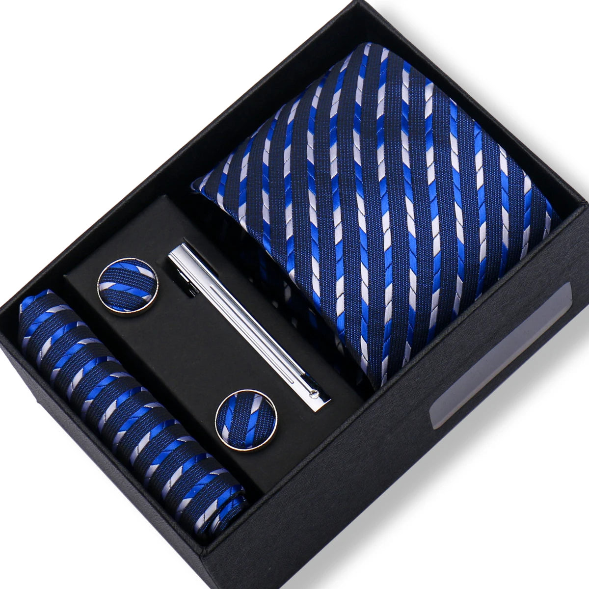 Ties Gift Box Brand Design Top Quality Jacquard Necktie Hanky Cufflink Set Tie Clip For Men Gravatas Business Wedding