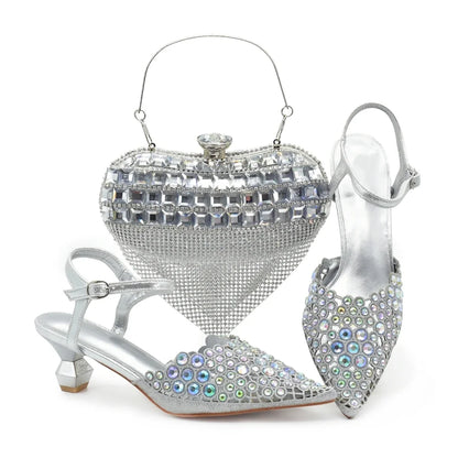 Hot Selling Pointed Toe Ladies Shoes Matching Bag Set for Nigeran Wedding Party Pumps Shoes for Women 2025 Designer Luxury