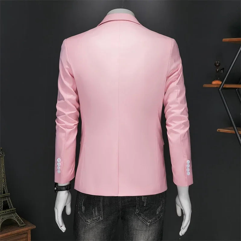 Boutique Fashion Suit Men's Slim Groom Wedding Suit Jacket Business Office Suit Casual Solid Color Suit Jacket