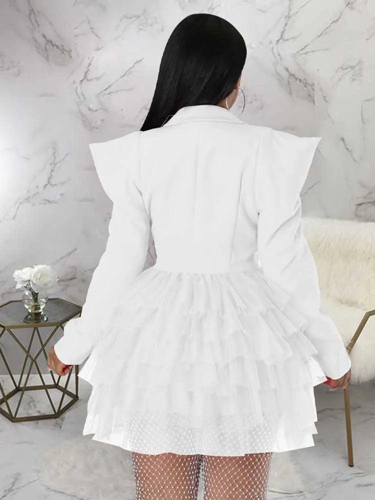 women Elegant and chic dress long sleeve spring female fashion dress mash blazer dress wholesale dropshipping