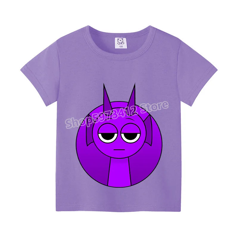 Sprunki Kids T-shirt Summer Children Incredibox Game Cotton Short Sleeve Top Boy Anime Fashion Cute Tee Girl Casual Clothes Gift