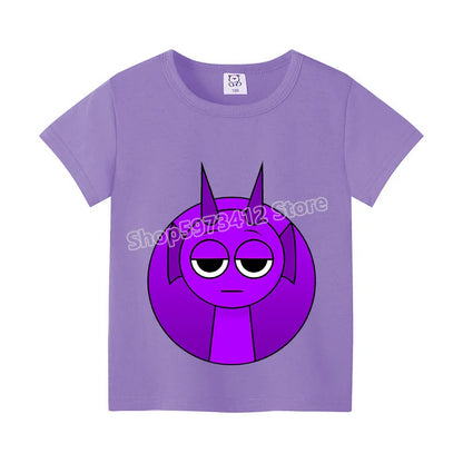 Sprunki Kids T-shirt Summer Children Incredibox Game Cotton Short Sleeve Top Boy Anime Fashion Cute Tee Girl Casual Clothes Gift
