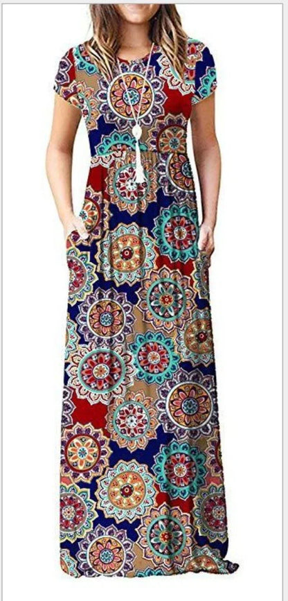 Spring Summer Boho Long Dress for Women Casual baratos Floral Fashion Print Clothing Elegantes Evening Dresses Vestidos de Mujer